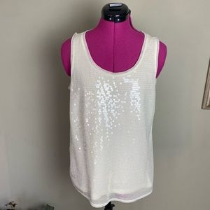Ann Taylor Loft Winter White Sequence Tank